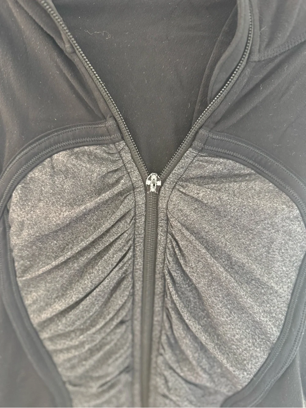 Lululemon Black and Charcoal Ruched Zip Hoodie